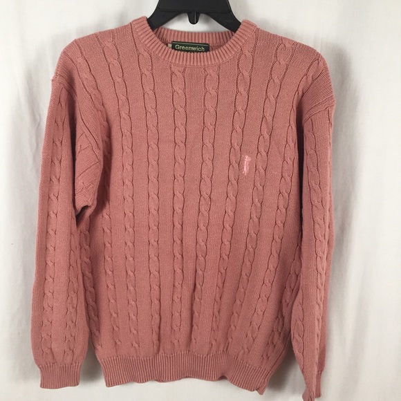 Greenwich Sweaters - Greenwich Cotton Cable Knit L/S Dusty Rose Sweater
